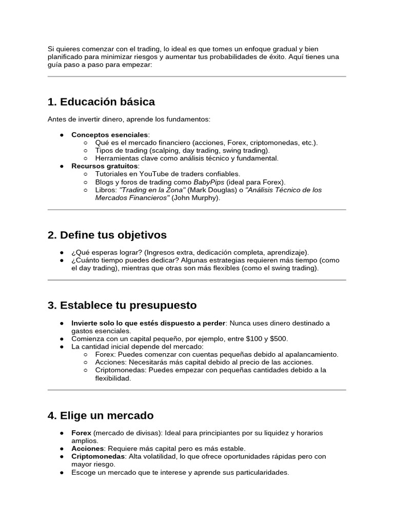 Guía para Iniciar en Trading Efectivo | PDF | Comerciante (Finanzas ...