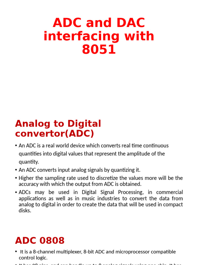 ADC and DAC Interfacing with 8051 | PDF | Analog To Digital Converter ...