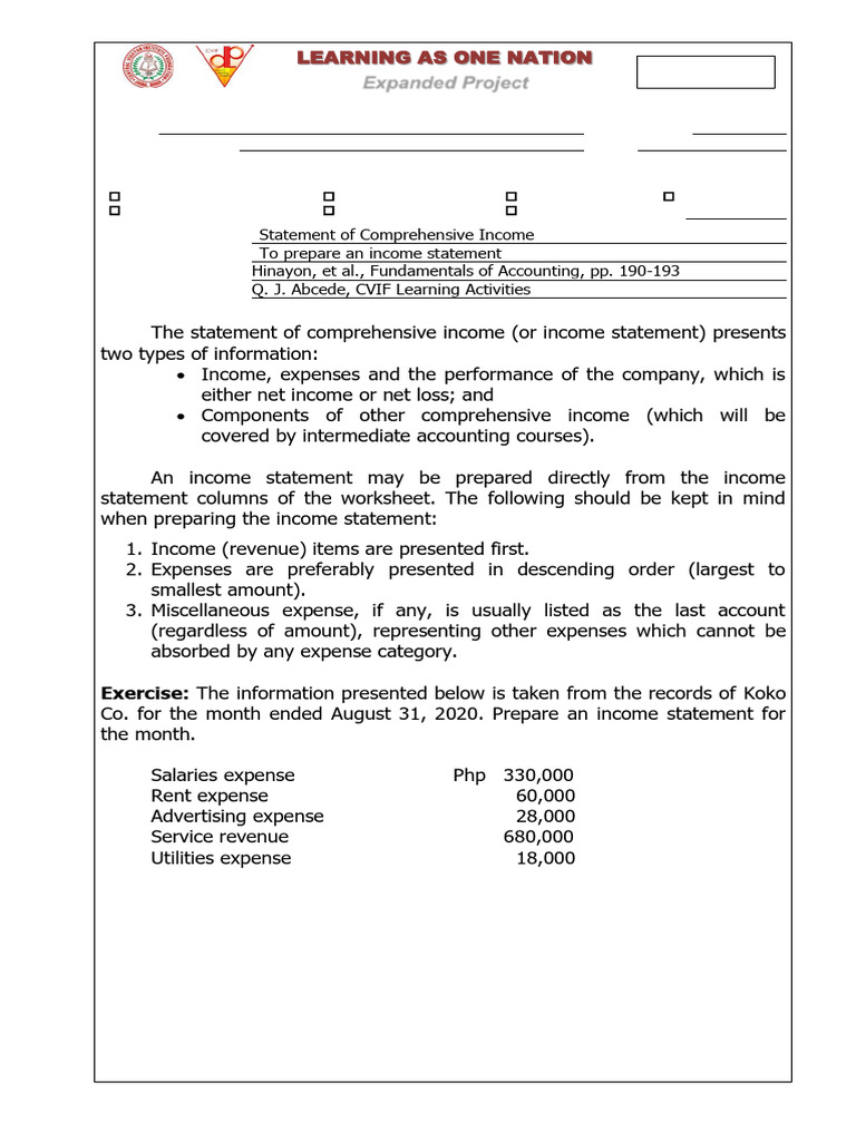 Income Statement Preparation Guide | PDF | Income Statement | Income