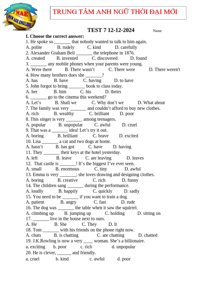 TEST 7 12 | PDF