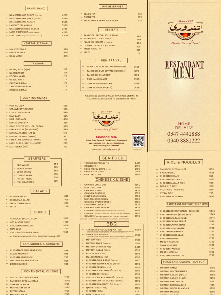 Tandoori Restaurant Menu Overview | PDF | Kebab | Chinese Cuisine