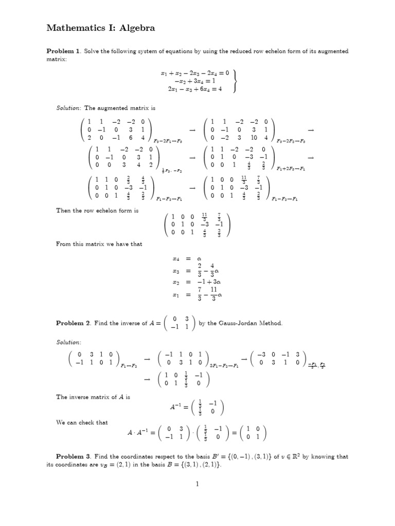 Algebra: Solving Systems and Matrices | PDF | Eigenvalues And ...