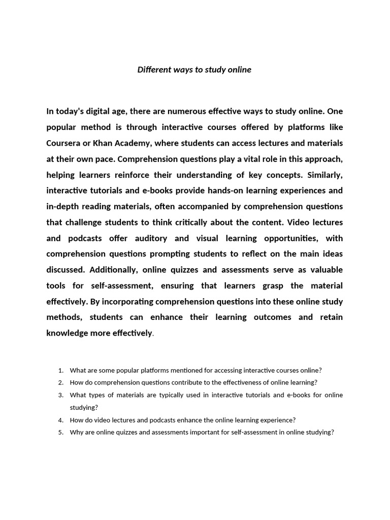 Effective Online Study Methods Explained | PDF