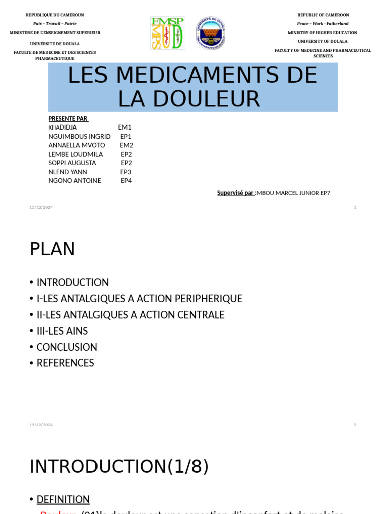 Médicaments de la douleur : types et usages | PDF | Antalgique | Morphine