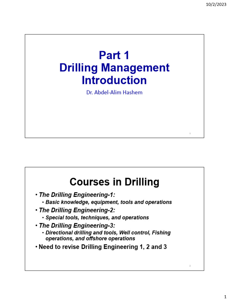 Drilling Engineering Overview and Management | PDF | Oil Well | Safety