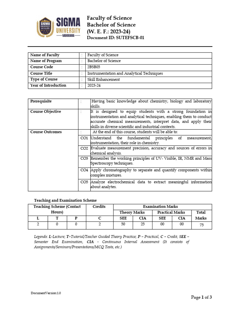 BASIC ANALYTICAL TECHNIQUES DU SYLLABUS visual data 7