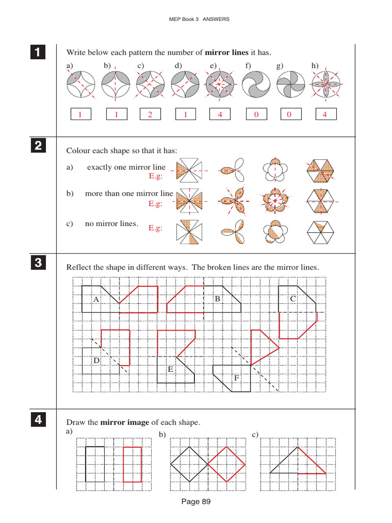 MEP Book 3 Answers: Geometry & Symmetry | PDF | Shape | Mirror