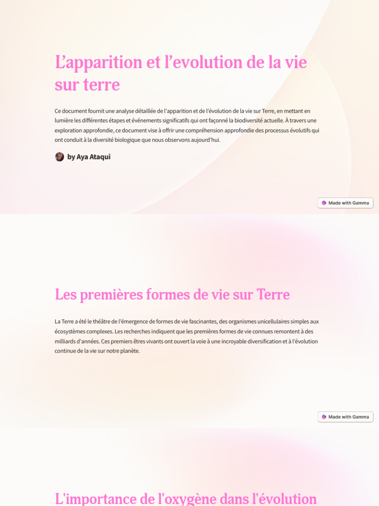 Évolution de la vie sur Terre : clés et impacts | PDF | Biodiversité ...