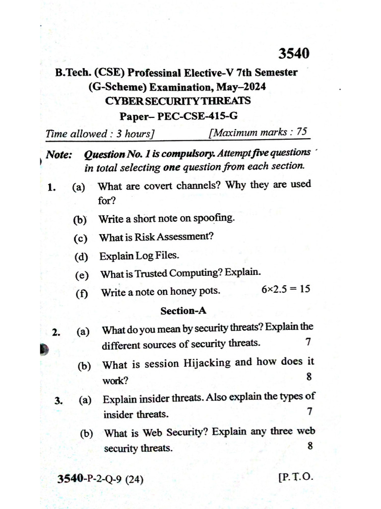 Cyber Security Pyq | PDF
