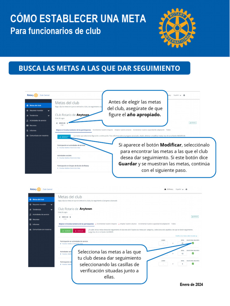 Establecer Metas para Clubes 2024 | PDF
