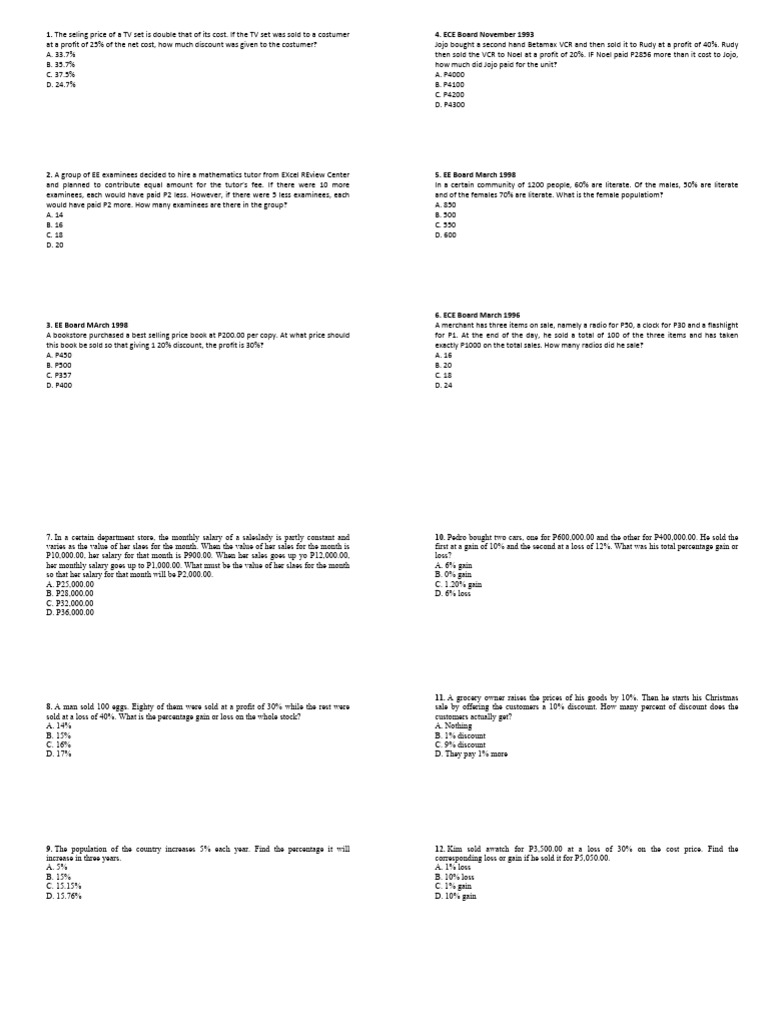 Techans Triangle Problem Set | PDF | Business | Financial Economics
