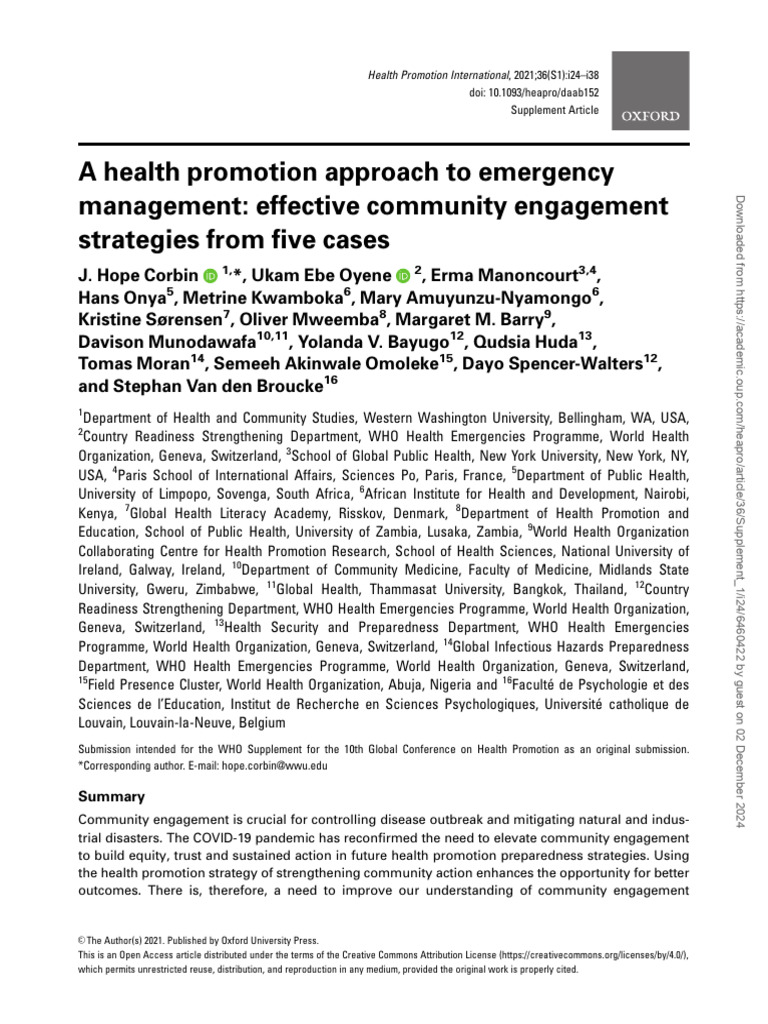 Community Engagement in Emergency Management | PDF | World Health ...