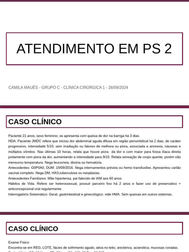 Atendimento em PS 2 | PDF | Dor | Sintomas e sinais