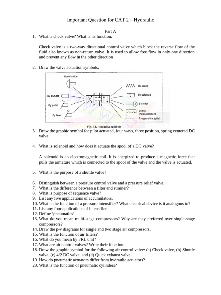 Important Question For CAT 2 | PDF | Valve | Actuator