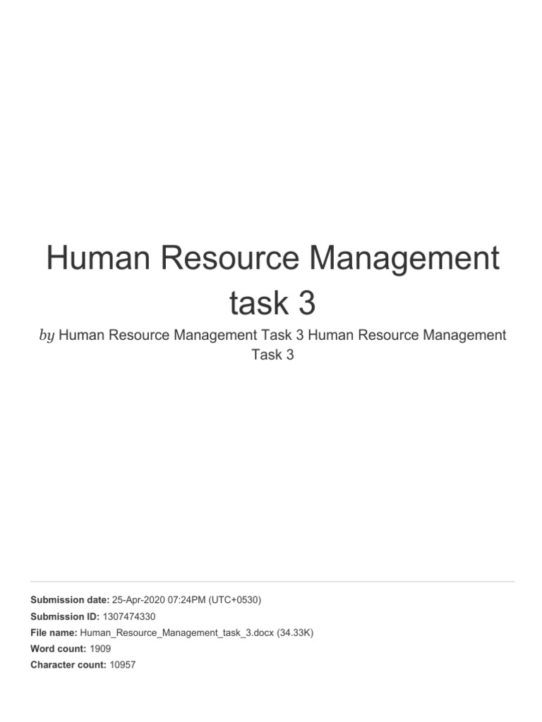 Human Resource Management Task 3 Report | PDF