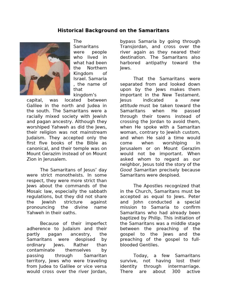 Historical Background On Samaritan & Map | PDF | Samaritans | Jesus