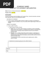 Conflict of Interest Declaration Form | PDF | Conflict Of Interest ...