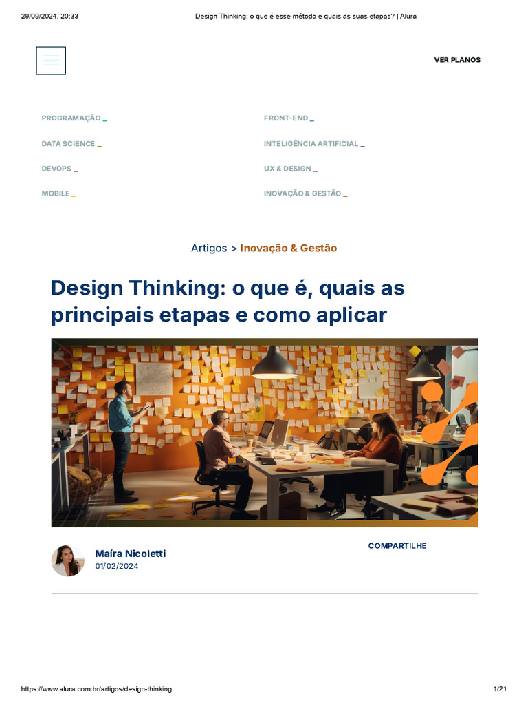 Entenda o Design Thinking e suas Etapas | PDF | Design Thinking | Inovação