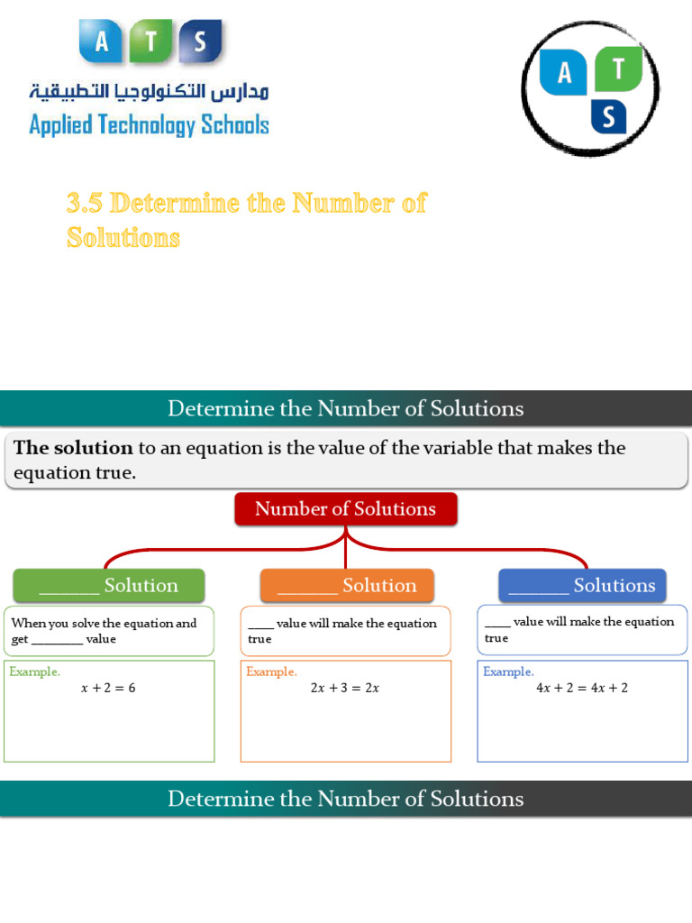 3.5 Determine The Number of Solutions | PDF | Equations | Variable ...