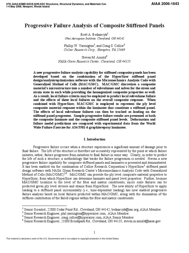 Aiaa06 Progressive Failure Analysis | PDF