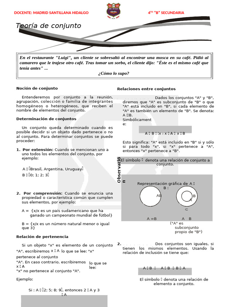 01 Teoria de Conjuntos 22 04 | PDF | Conjunto (Matemáticas) | Objetos ...