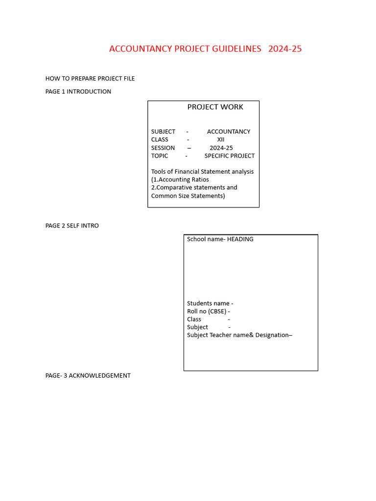 Class 12 Accountancy Project Guide 2024 25 Pdf Income Statement