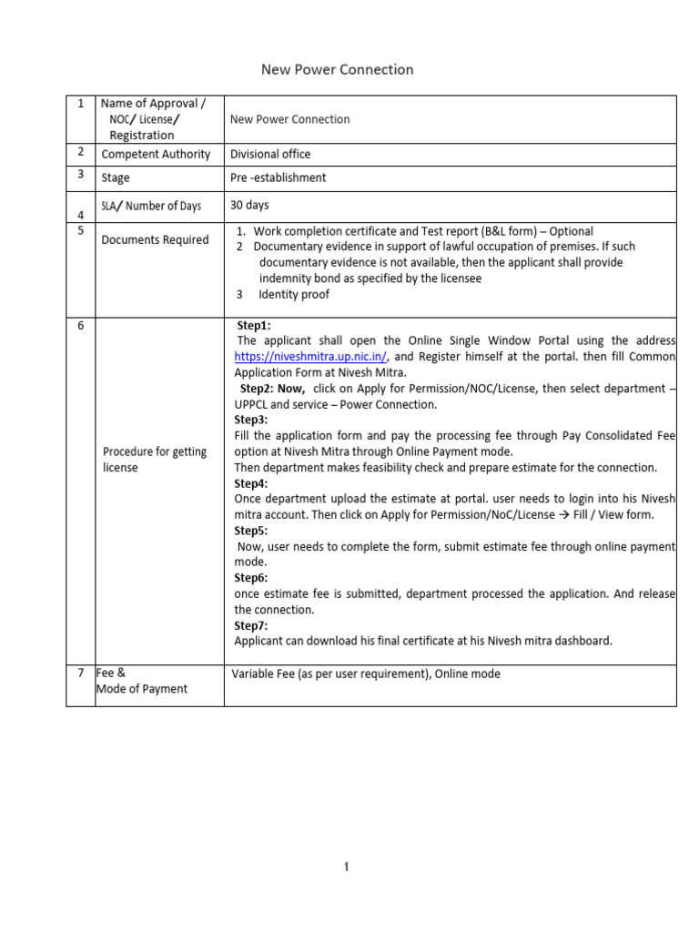 New Power Connection Application Guide | PDF