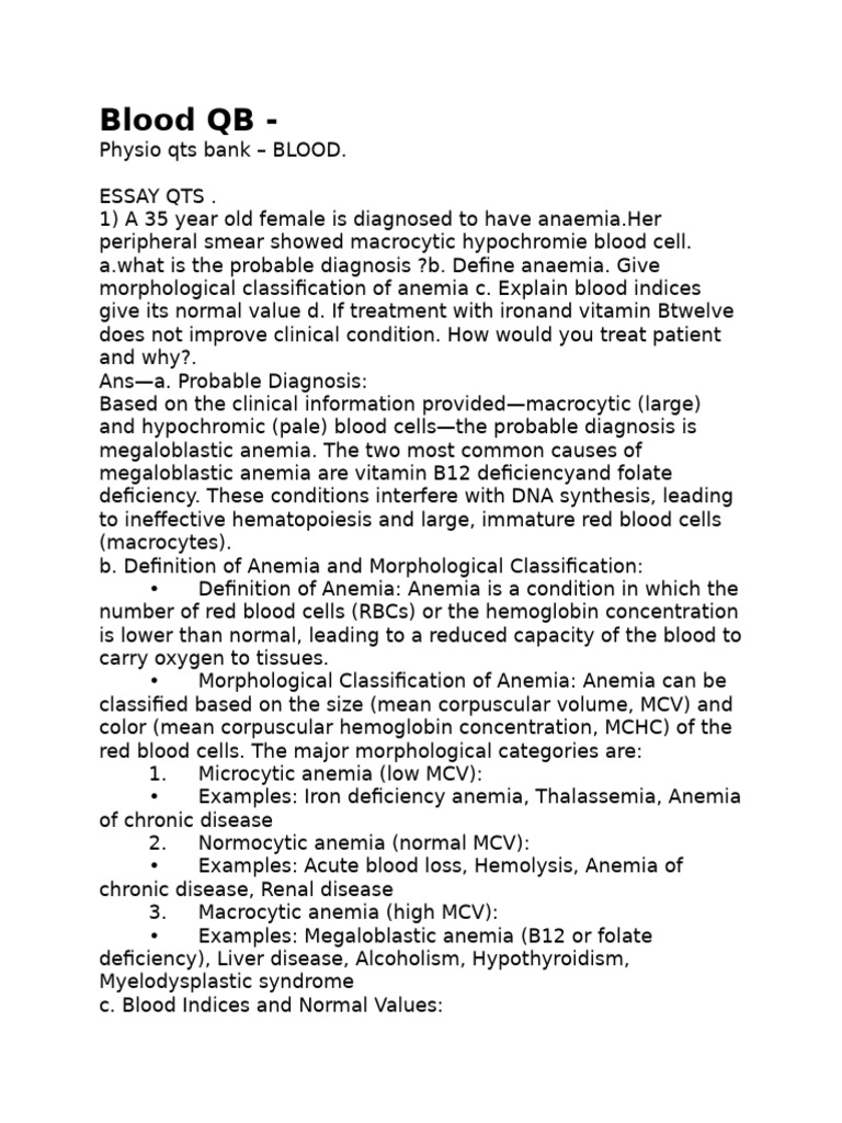 Anemia Diagnosis and Treatment Guide | PDF | Coagulation | Anemia