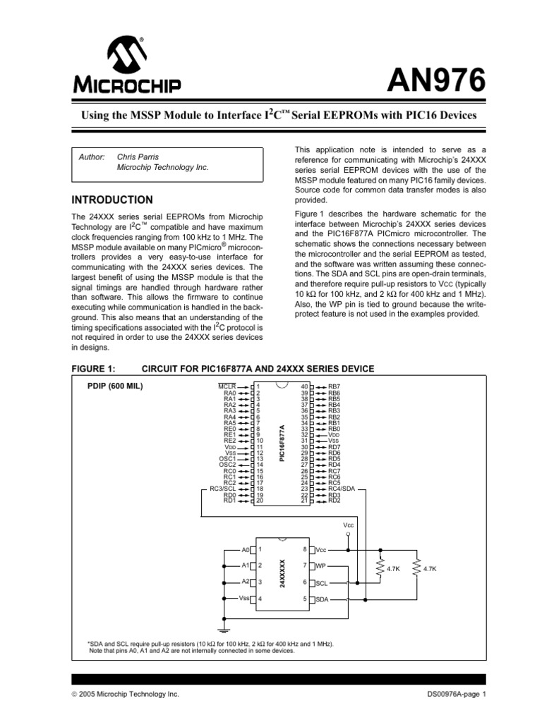 Using The MSSP Module To Interface I C Serial Eeproms With Pic16 ...