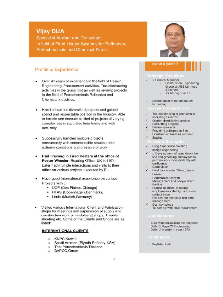 resume | PDF | Oil Refinery | Chemical Process Engineering
