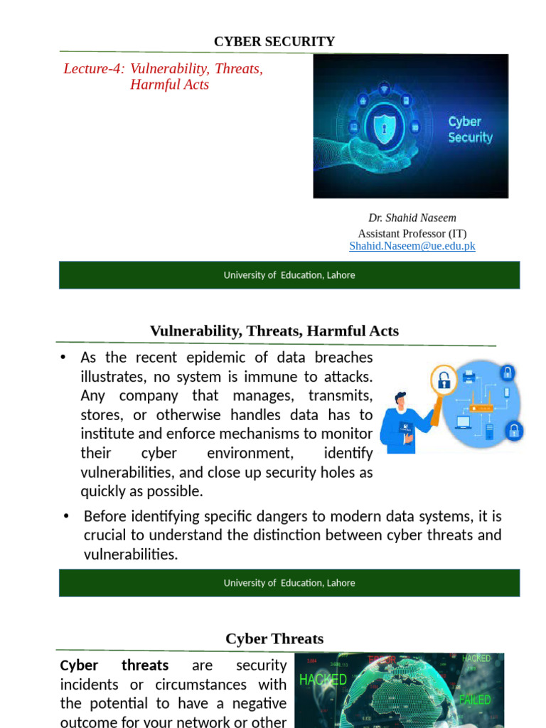 Cybersecurity: Understanding Threats & Vulnerabilities | PDF | Security ...