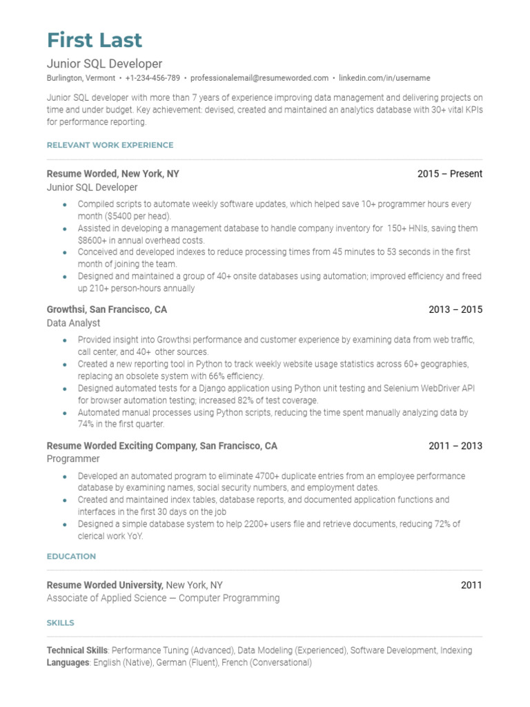 Junior-SQL-Developer2 - Template 14 | PDF | Databases | Database Index