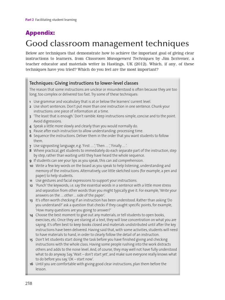 Giving instructions | PDF | Learning | Classroom Management