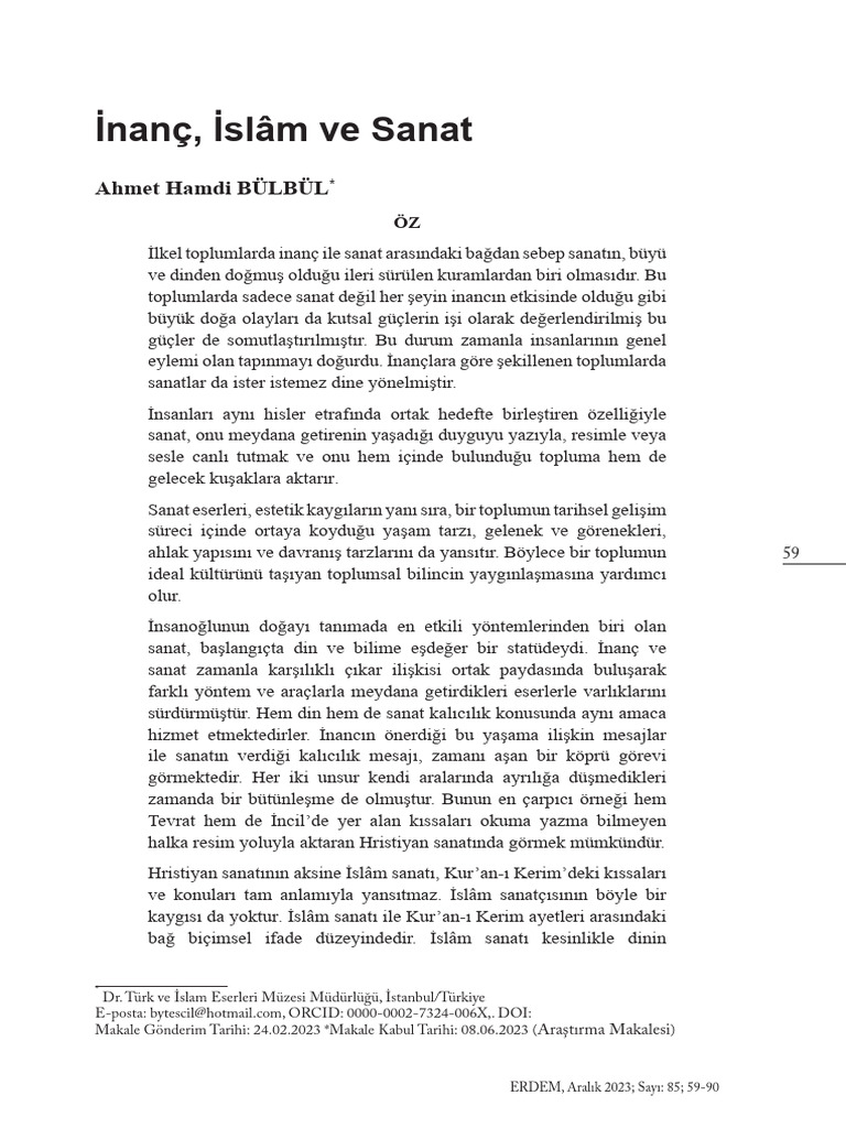 Inanc Islam Ve Sanat | PDF