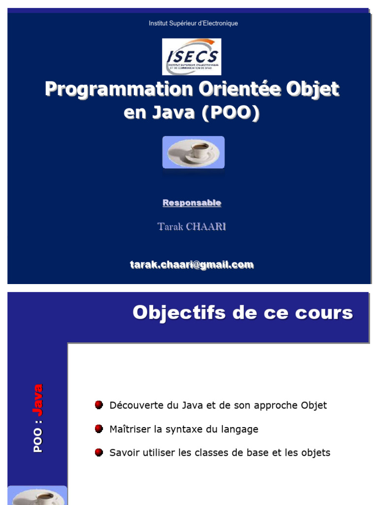 Introduction à la POO en Java | PDF | Java (Langage de programmation ...