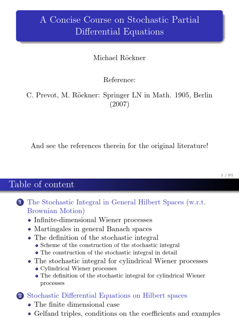 A Course On SPDEs | PDF | Stochastic Process | Measure (Mathematics)