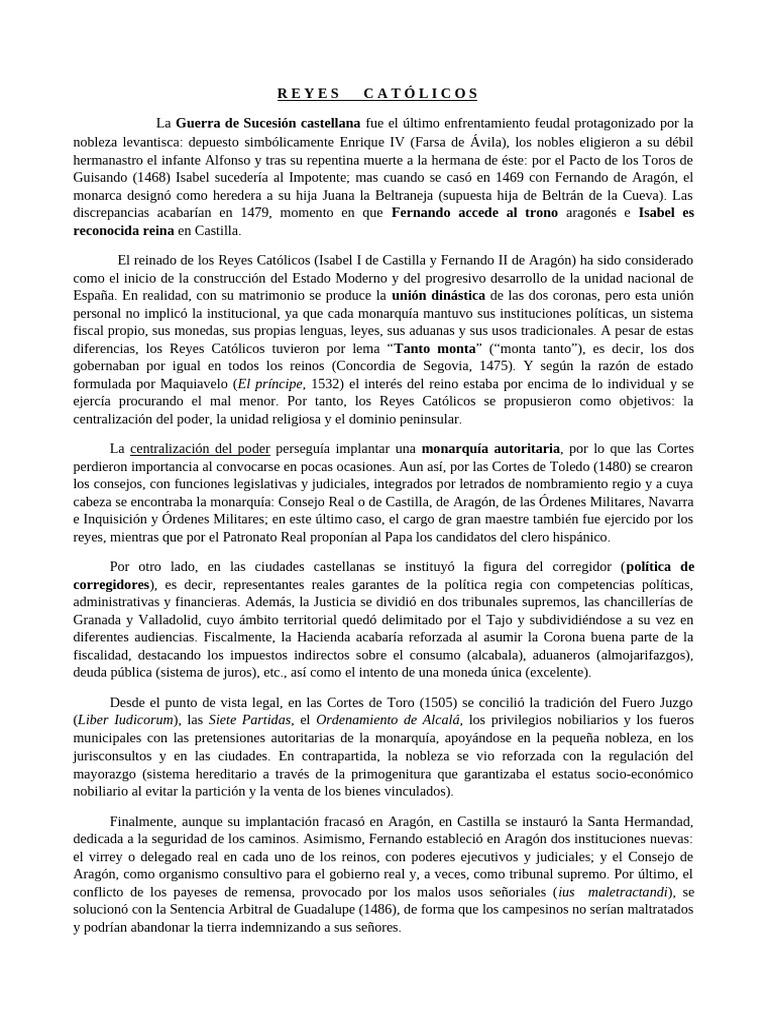 Reyes Católicos: Unificación y Poder | PDF | Inquisición española