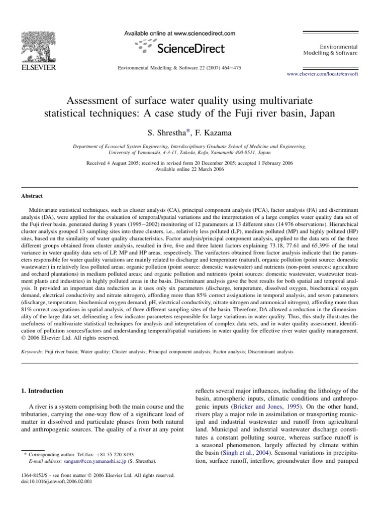 Fuji River Basin Water Quality Analysis | PDF | Principal Component ...