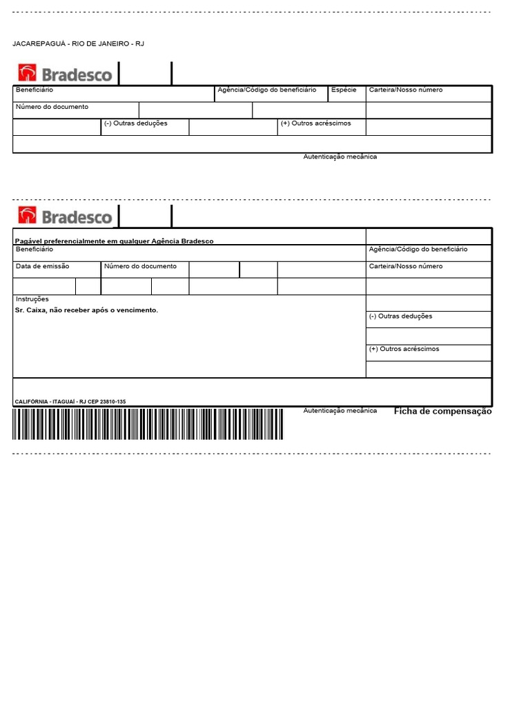 Ficha de Compensação de Pagamento | PDF | Bancos | Dinheiro