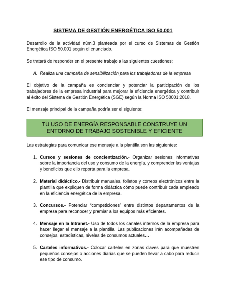 SISTEMA DE GESTIÓN ENERGÉTICA ISO 50.001 | PDF | Auditoría | Gestión ...