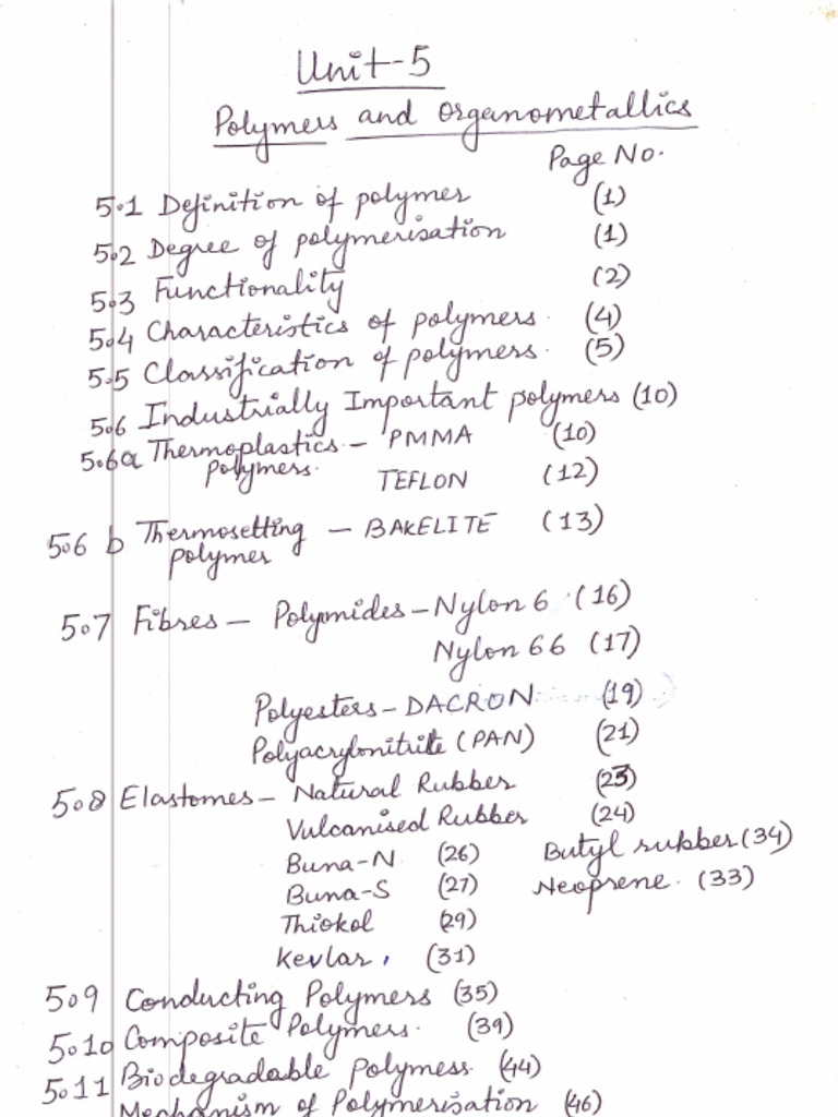 Unit-5 Polymer and Organometallics | PDF
