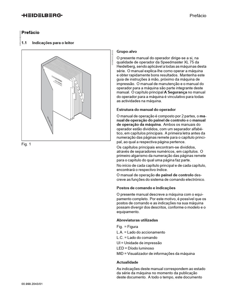 Manual do Operador Speedmaster XL 75 | PDF | Máquinas | Patente