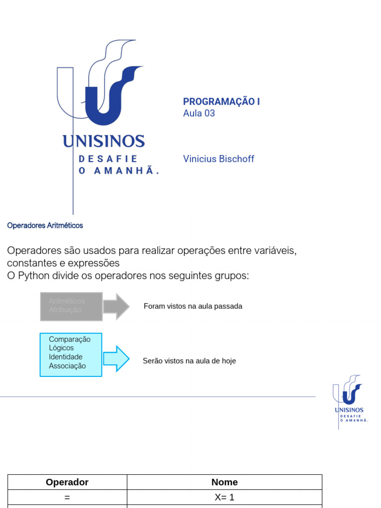 Operadores e Estruturas em Python | PDF | Controle de fluxo | Python ...