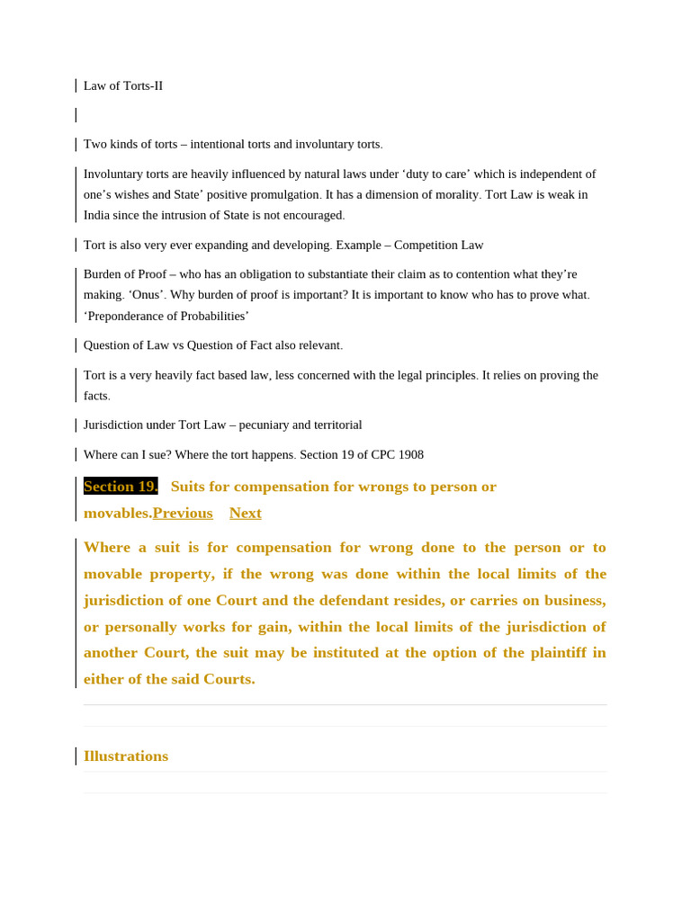 Law of Torts | PDF | Tort | Trespass
