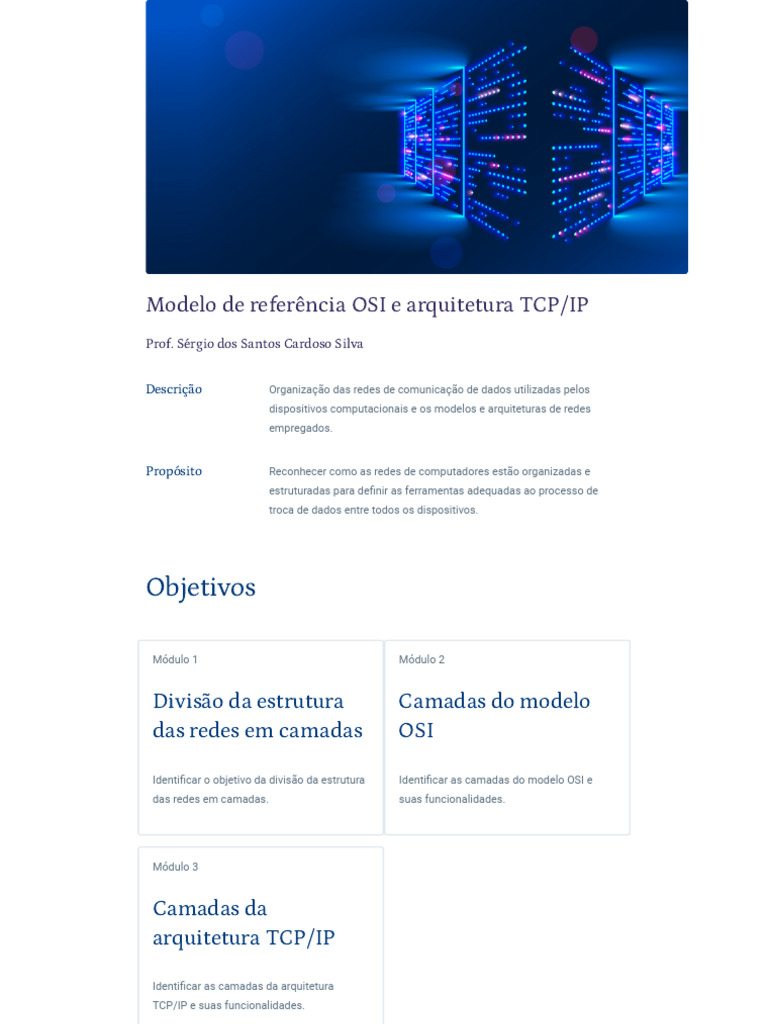 Estruturas de Redes: Modelos OSI e TCP/IP | PDF | Modelo OSI | Rede de ...
