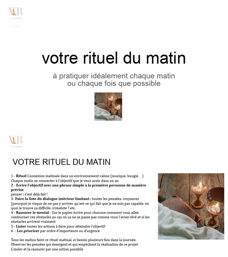 Rituel Matinal pour Atteindre vos Objectifs | PDF