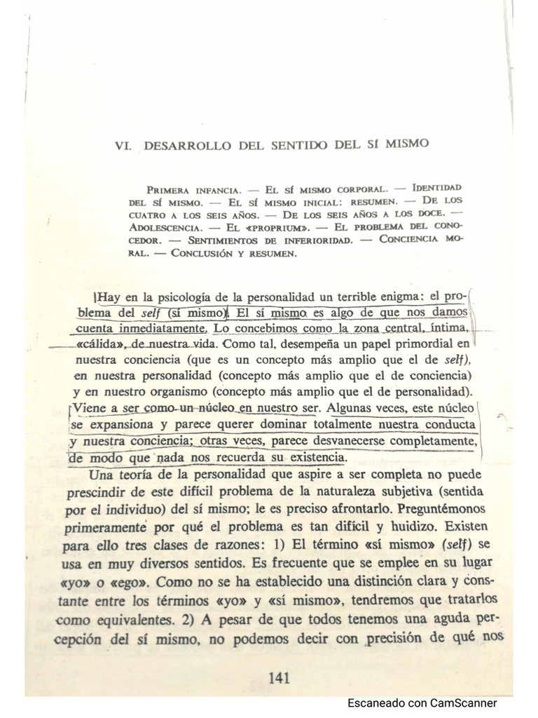 Allport Desarrollo Del Sentido de Si - Mismo | PDF