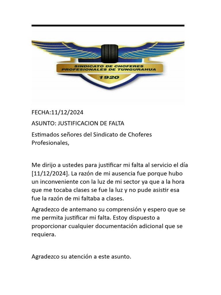 Justificacion de Falta | PDF