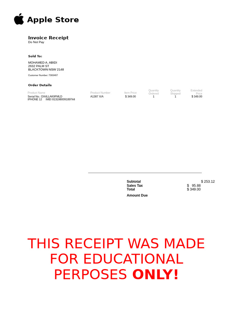 Apple Store Receipt1 | PDF