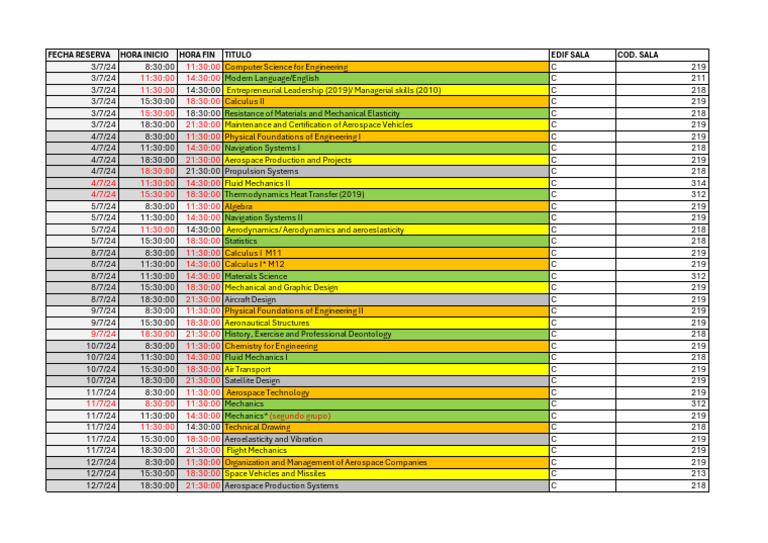Course Schedule for July 2024 | PDF | Aerospace Engineering | Aerospace